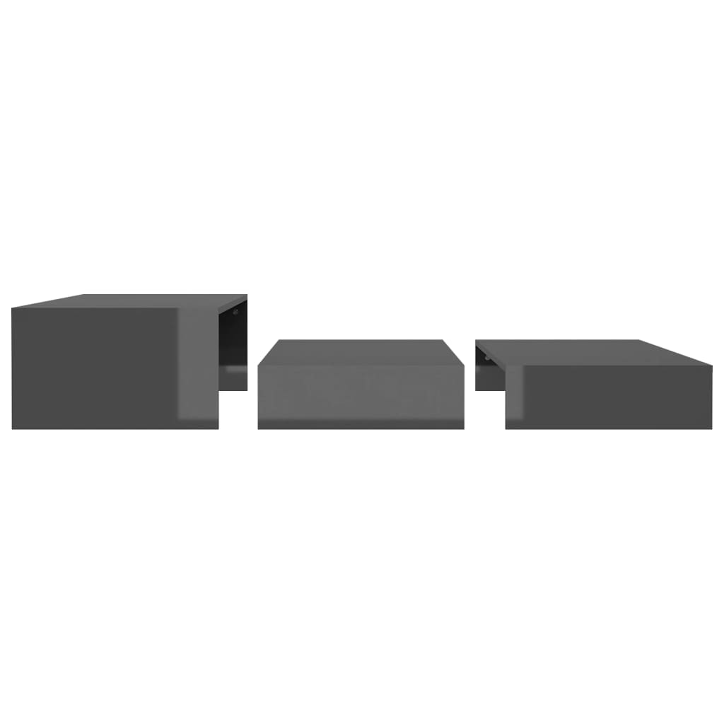 Ensemble de tables basses gigognes gris brillant 100x100x26,5cm - Tables basses