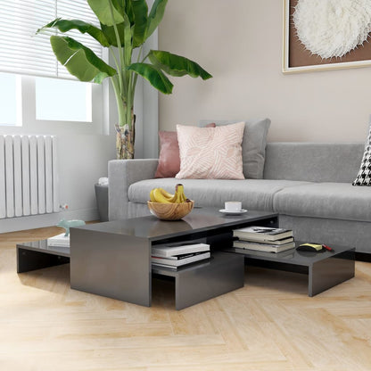 Ensemble de tables basses gigognes gris brillant 100x100x26,5cm - Tables basses