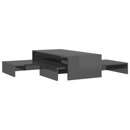 Ensemble de tables basses gigognes gris brillant 100x100x26,5cm - Tables basses