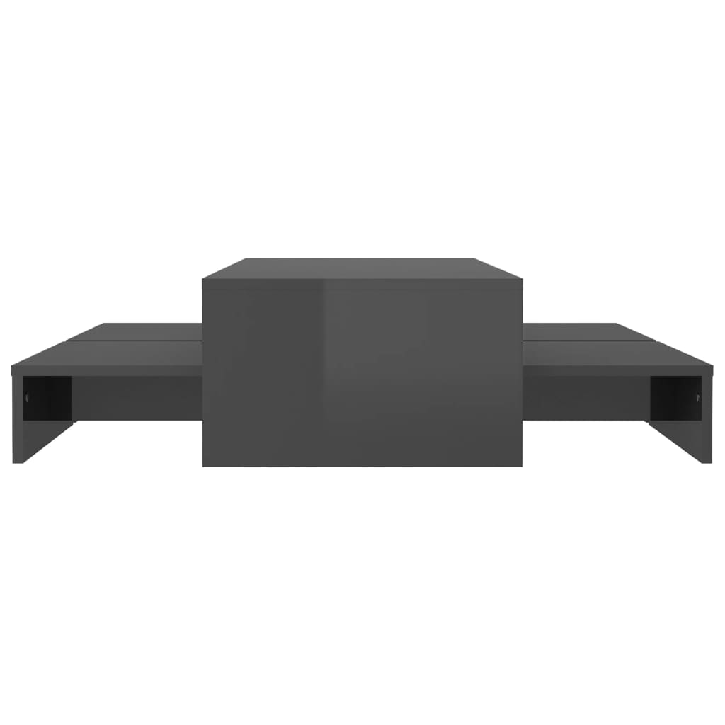 Ensemble de tables basses gigognes gris brillant 100x100x26,5cm - Tables basses