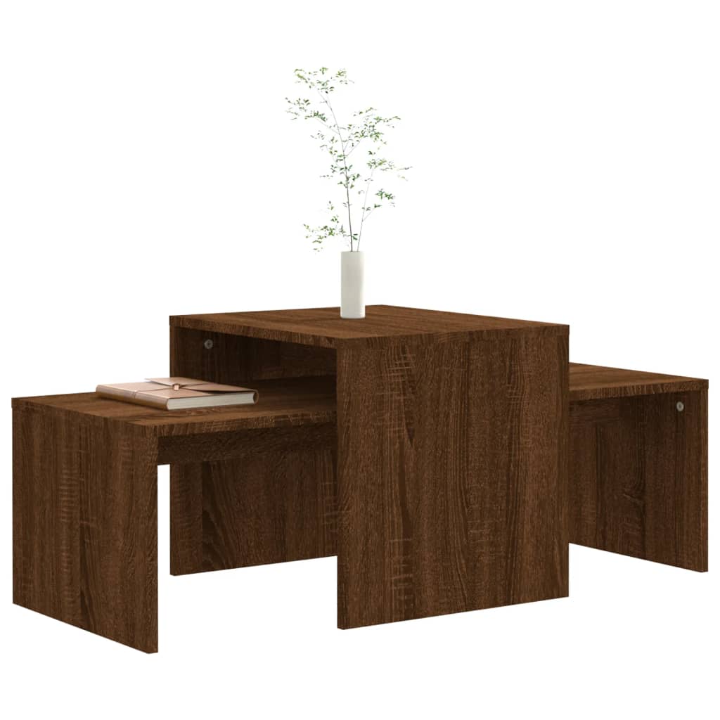 Ensemble table basse Chêne marron 100x48x40cm Bois d’ingénierie - Tables basses