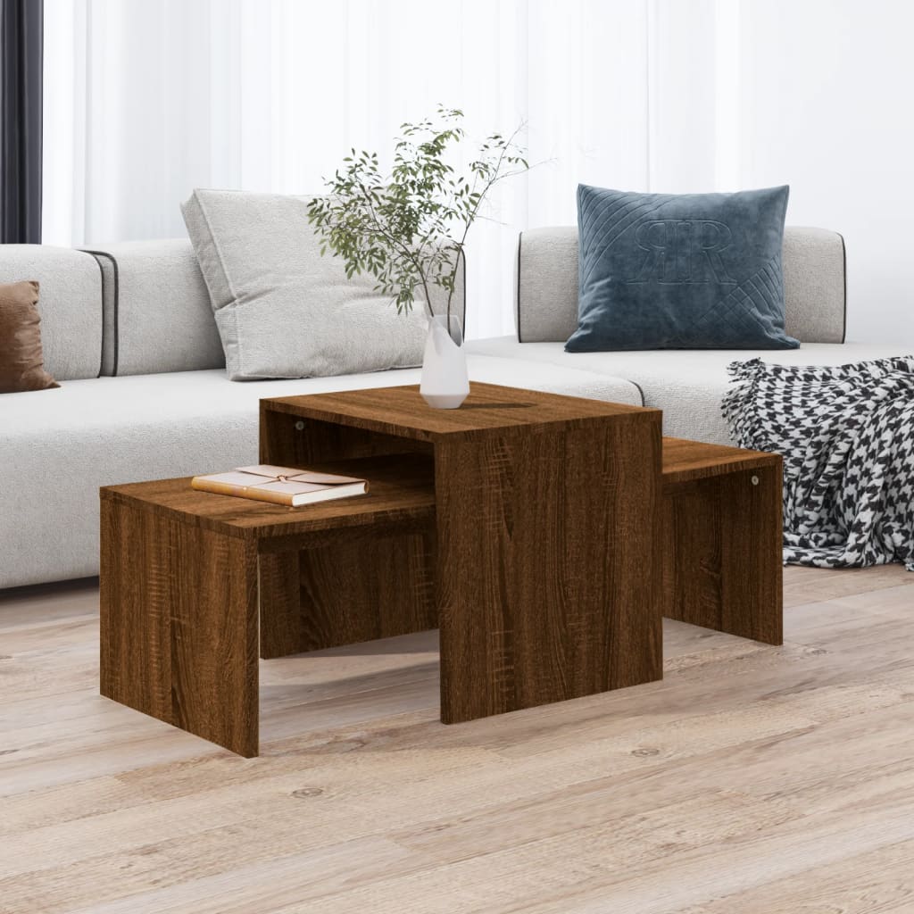 Ensemble table basse Chêne marron 100x48x40cm Bois d’ingénierie - Tables basses