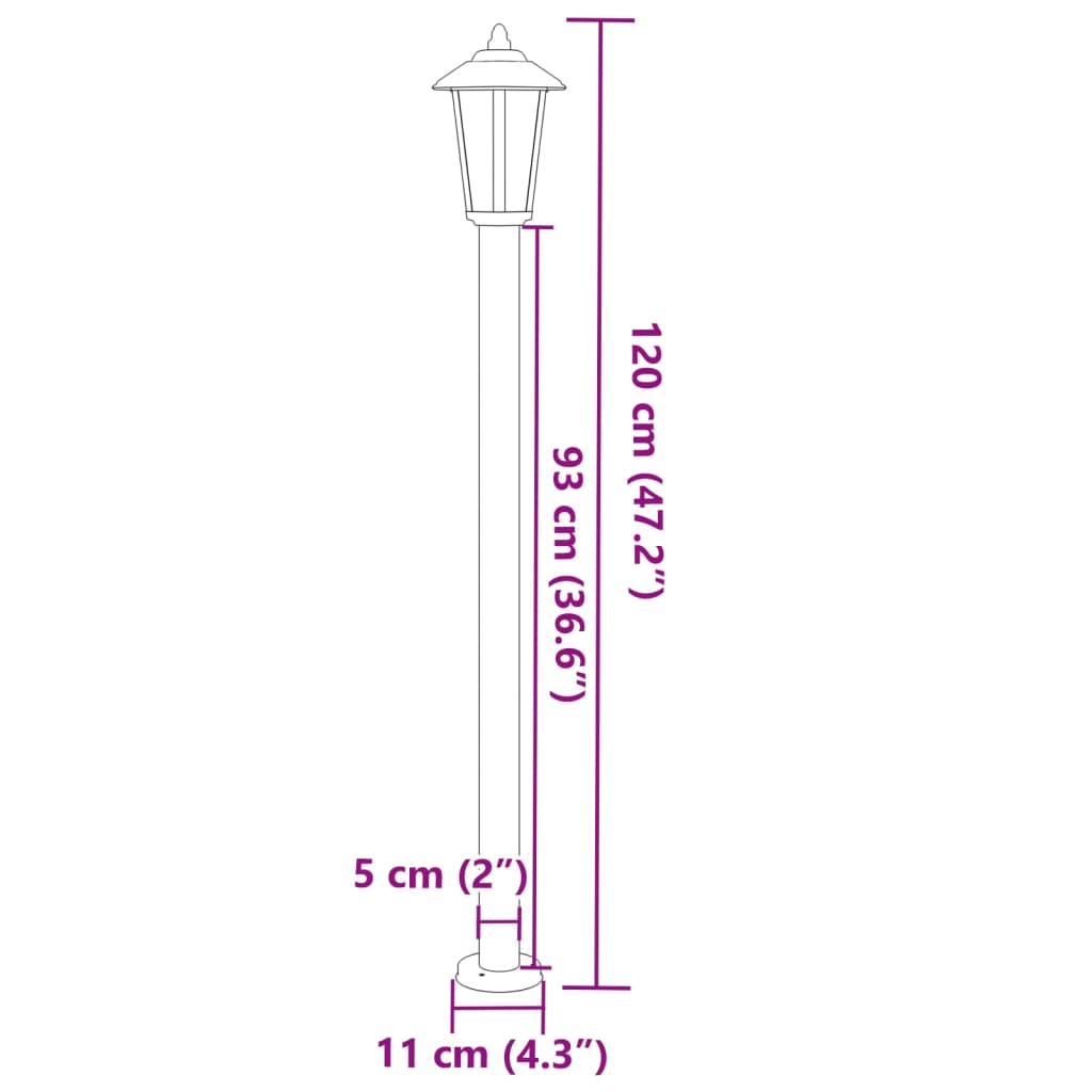 Lampadaires d’extérieur 3 pcs argenté 120 cm acier inoxydable - Éclairage extérieur