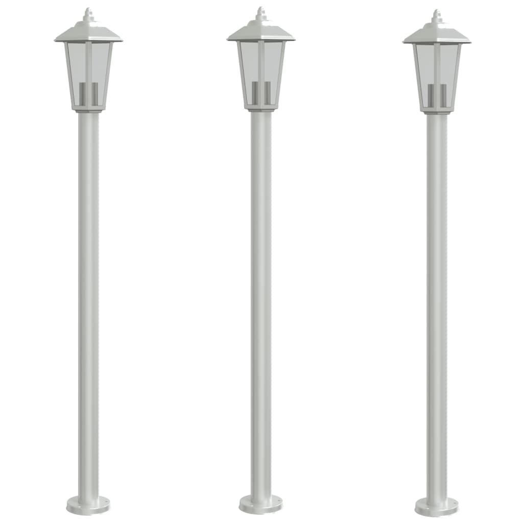 Lampadaires d’extérieur 3 pcs argenté 120 cm acier inoxydable - Éclairage extérieur