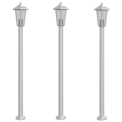 Lampadaires d’extérieur 3 pcs argenté 120 cm acier inoxydable - Éclairage extérieur