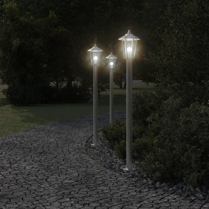 Lampadaires d’extérieur 3 pcs argenté 120 cm acier inoxydable - Éclairage extérieur