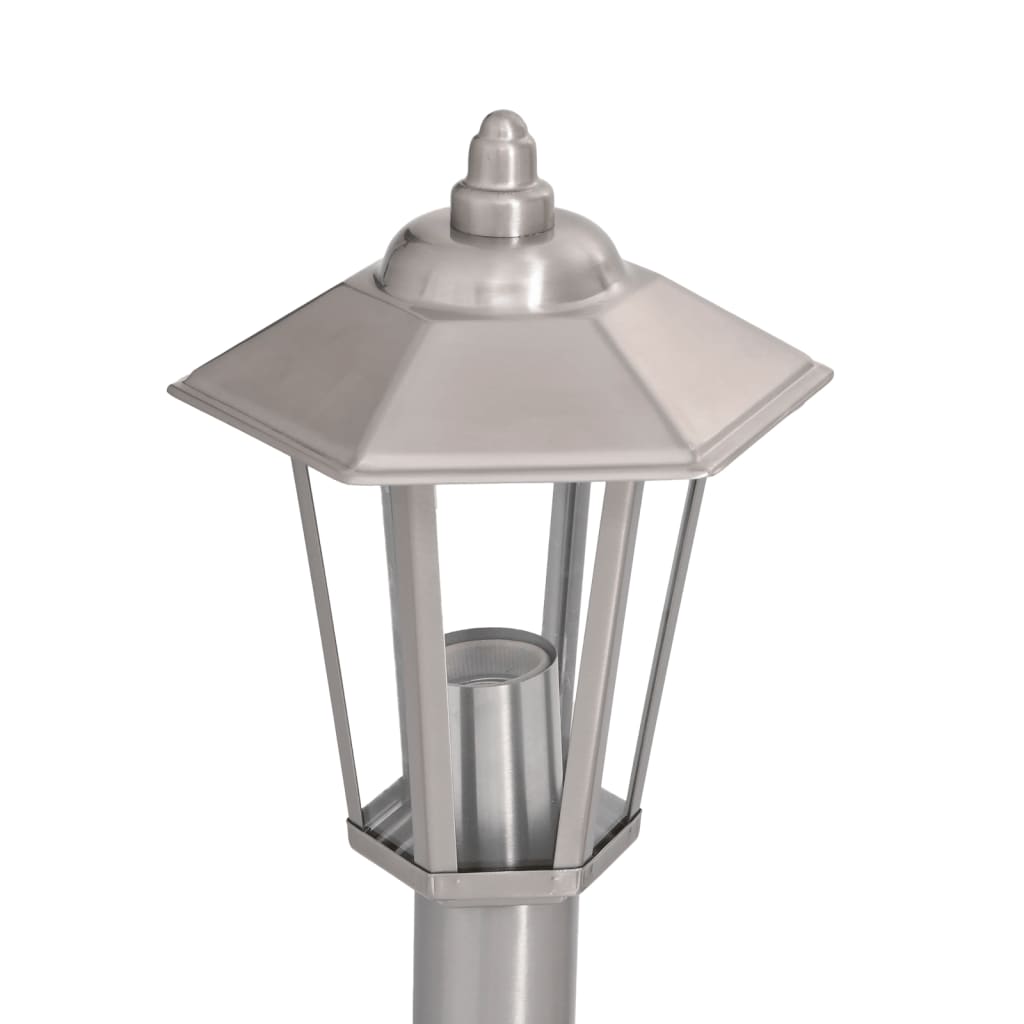 Lampadaires d’extérieur 3 pcs argenté 120 cm acier inoxydable - Éclairage extérieur
