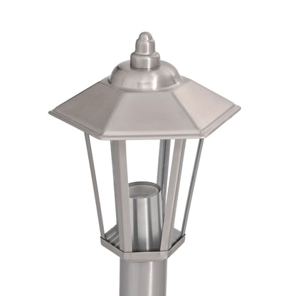 Lampadaires d’extérieur 3 pcs argenté 120 cm acier inoxydable - Éclairage extérieur