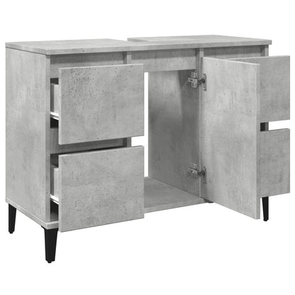 Meuble d’évier gris béton 80x33x60 cm bois d’ingénierie - Meubles-lavabos de salle de bains