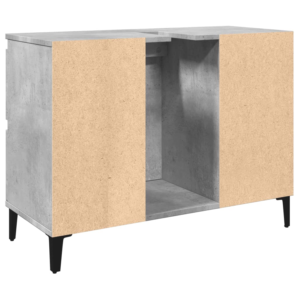 Meuble d’évier gris béton 80x33x60 cm bois d’ingénierie - Meubles-lavabos de salle de bains