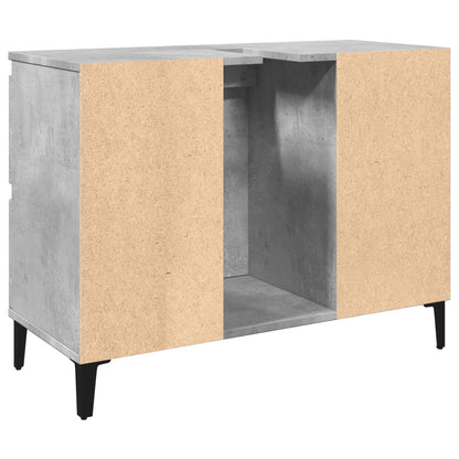 Meuble d’évier gris béton 80x33x60 cm bois d’ingénierie - Meubles-lavabos de salle de bains