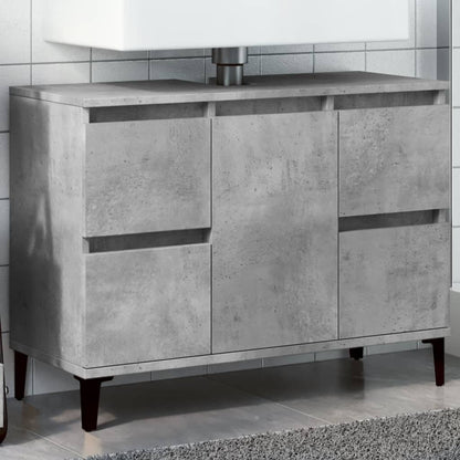 Meuble d’évier gris béton 80x33x60 cm bois d’ingénierie - Meubles-lavabos de salle de bains