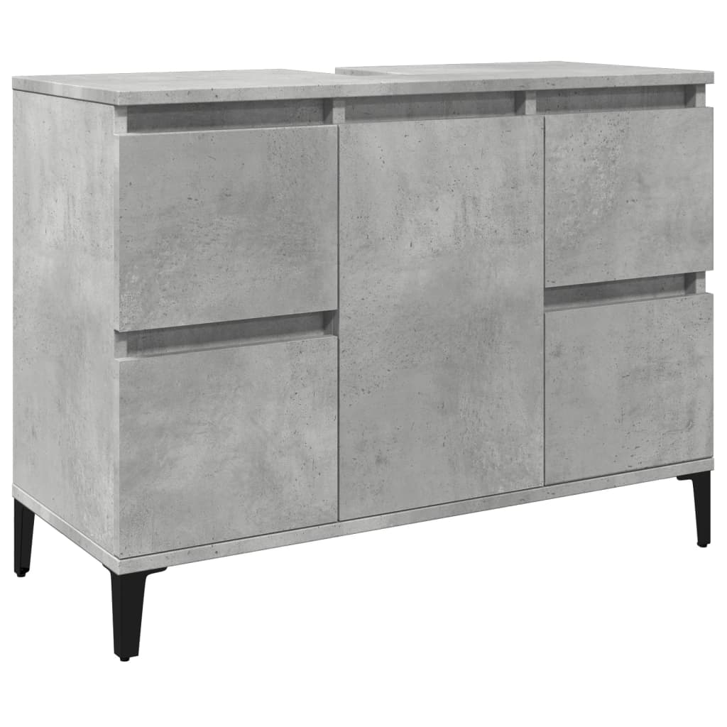 Meuble d’évier gris béton 80x33x60 cm bois d’ingénierie - Meubles-lavabos de salle de bains