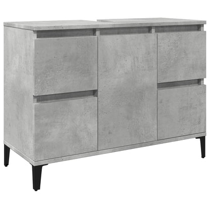 Meuble d’évier gris béton 80x33x60 cm bois d’ingénierie - Meubles-lavabos de salle de bains