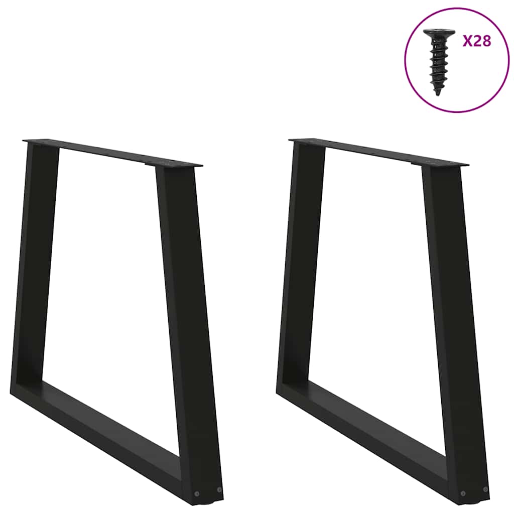 Pieds de table à manger forme de V 2 pcs noir 100x(72-73,3) cm - Pieds de table