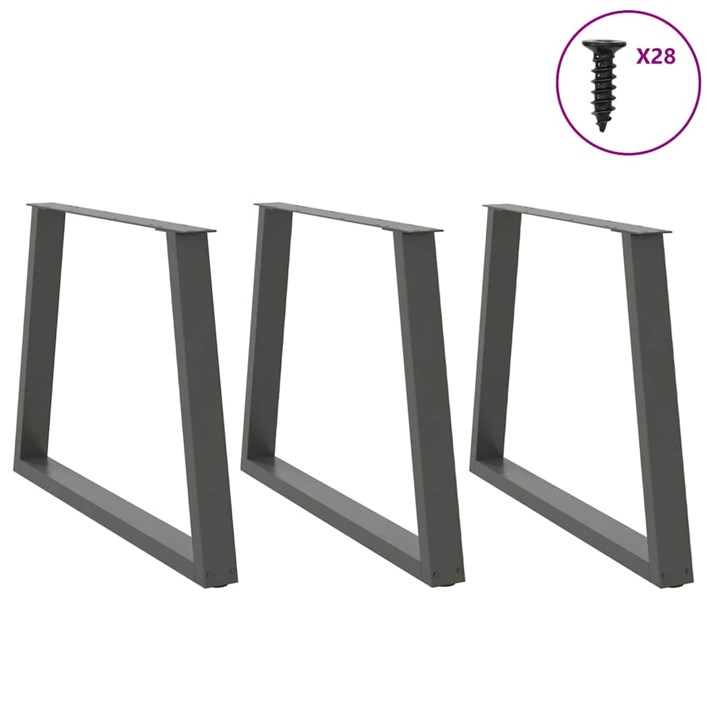 Pieds de table à manger forme de V 3 pcs 100x(72-73,3) cm acier - Pieds de table