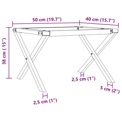 Pieds de table basse cadre en X 50x40x38 cm acier - Pieds de table