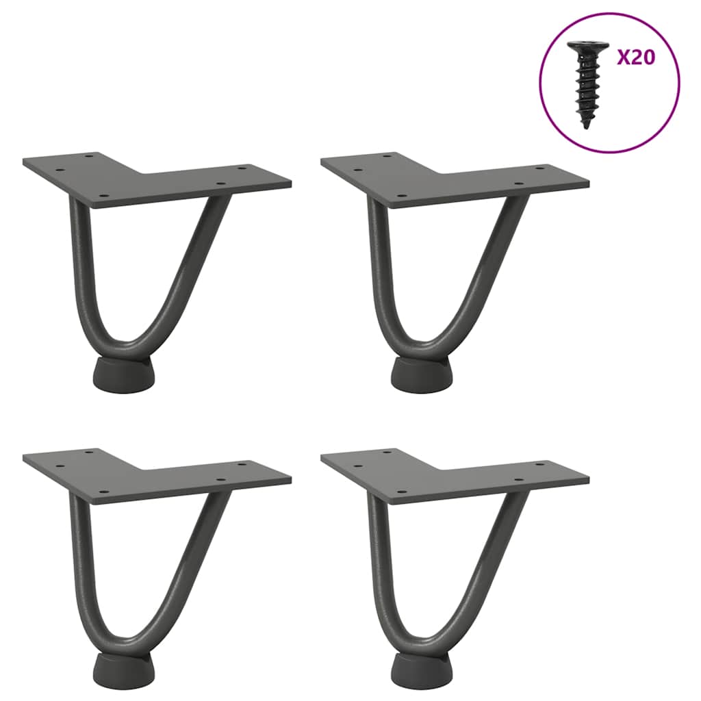 Pieds de table en forme d’épingle à cheveux 4 pcs anthracite - Pieds de table