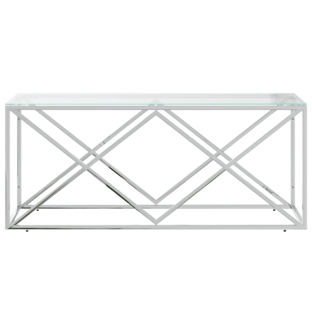 Table basse 110x45x45 cm acier inoxydable et verre - Tables basses