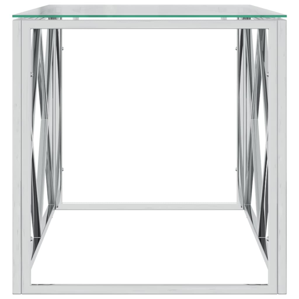 Table basse 110x45x45 cm acier inoxydable et verre - Tables basses