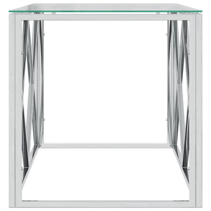 Table basse 110x45x45 cm acier inoxydable et verre - Tables basses
