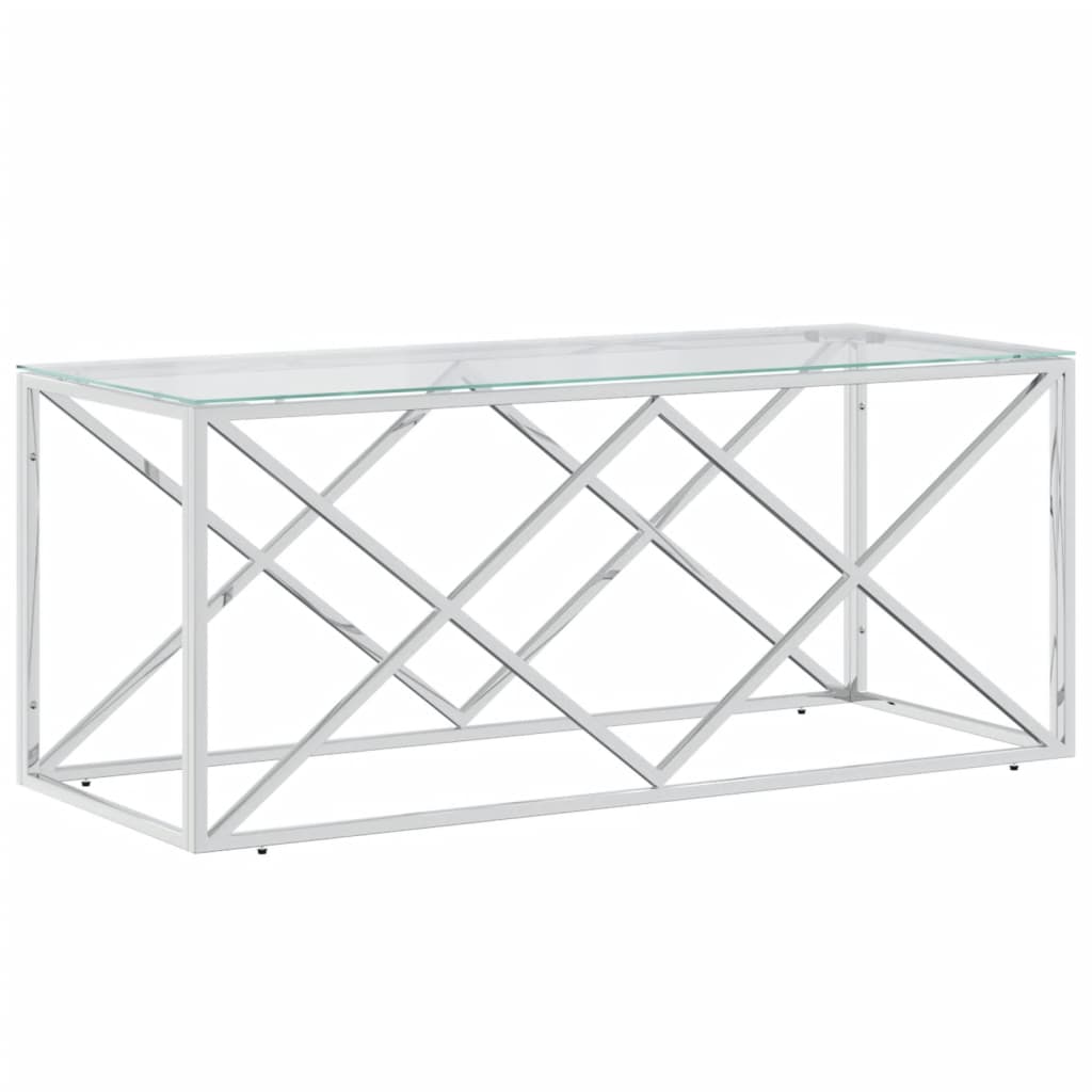 Table basse 110x45x45 cm acier inoxydable et verre - Tables basses