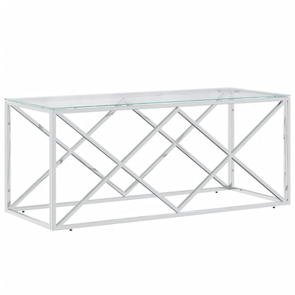 Table basse 110x45x45 cm acier inoxydable et verre - Tables basses