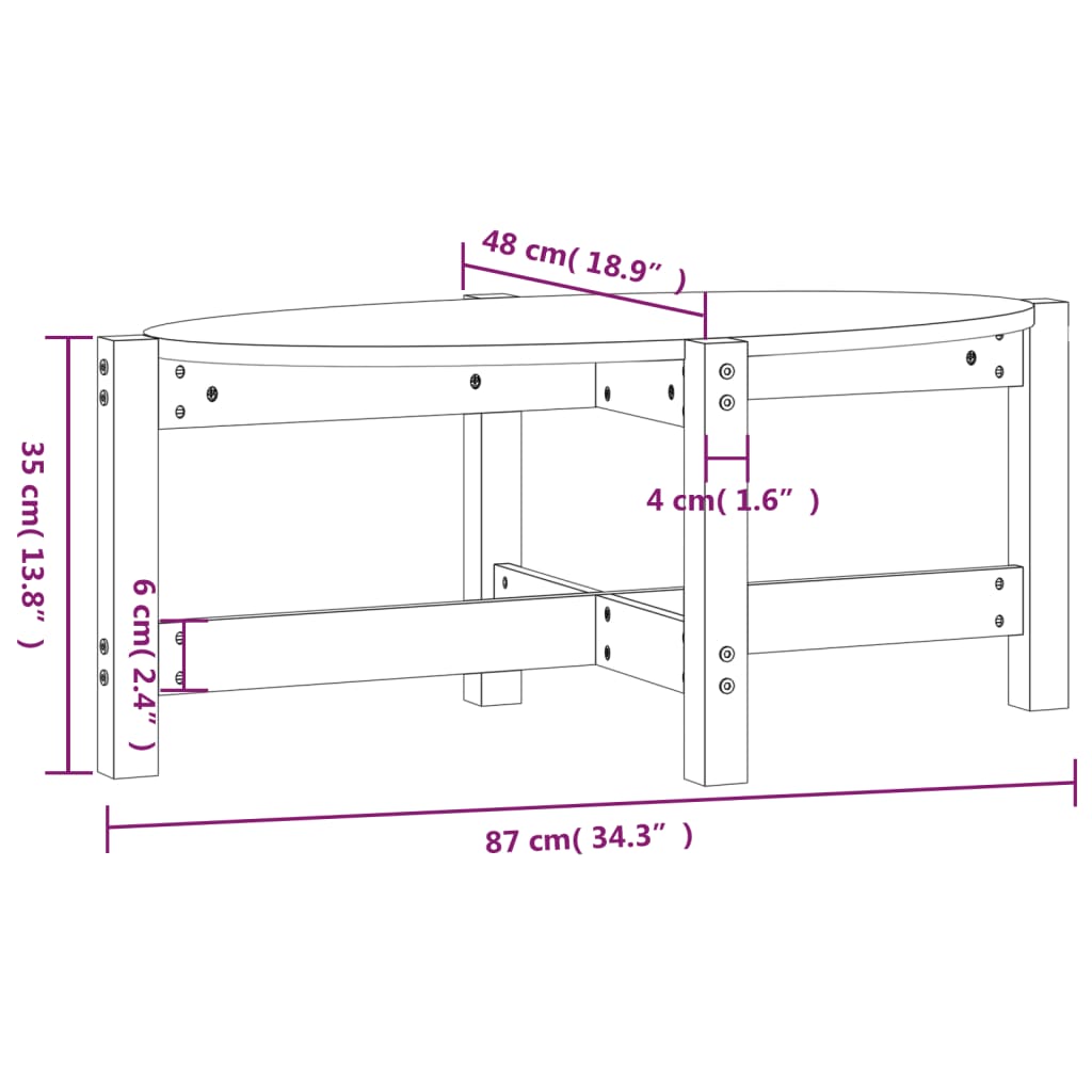 Table basse 87x48x35 cm Bois massif de pin - Tables basses