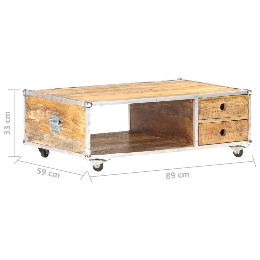 Table basse 89x59x33 cm Bois massif de manguier brut - Tables basses
