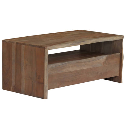 Table basse Acacia massif Bord assorti 90x50x40 cm Gris - Tables basses