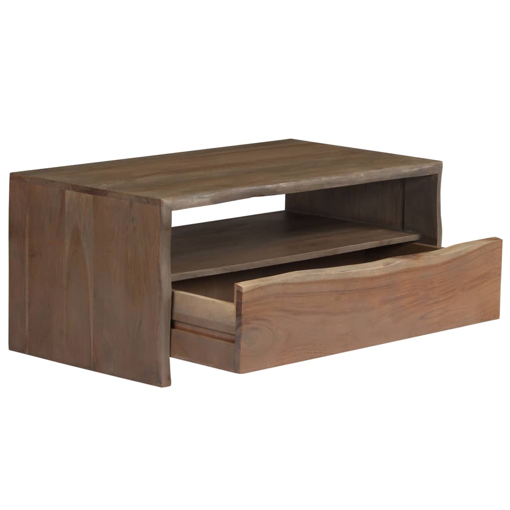 Table basse Acacia massif Bord assorti 90x50x40 cm Gris - Tables basses