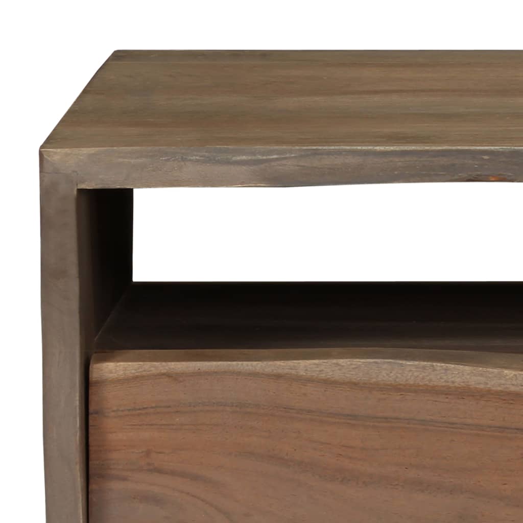 Table basse Acacia massif Bord assorti 90x50x40 cm Gris - Tables basses