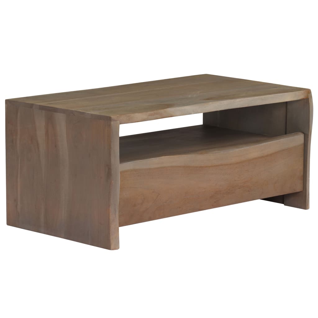 Table basse Acacia massif Bord assorti 90x50x40 cm Gris - Tables basses