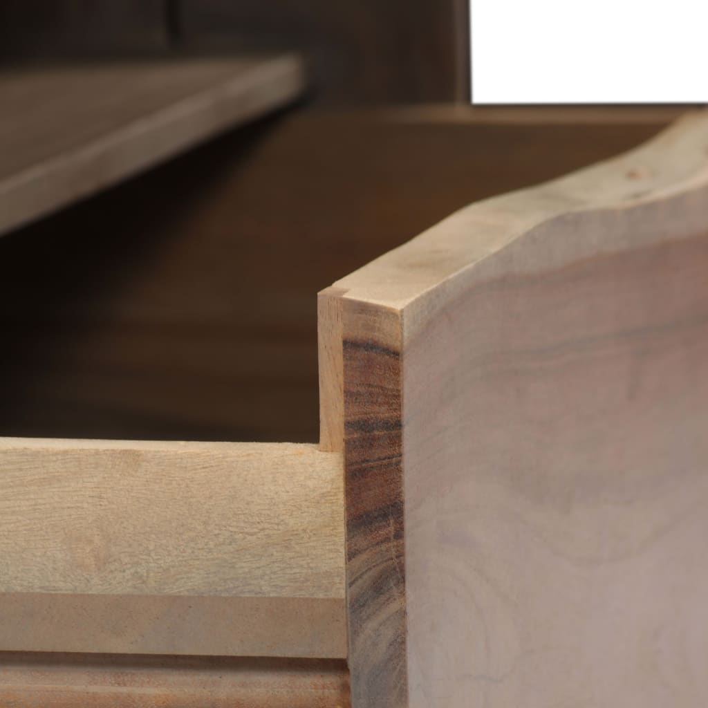 Table basse Acacia massif Bord assorti 90x50x40 cm Gris - Tables basses