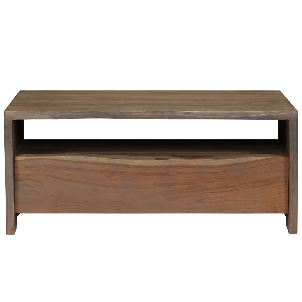Table basse Acacia massif Bord assorti 90x50x40 cm Gris - Tables basses