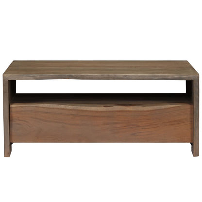 Table basse Acacia massif Bord assorti 90x50x40 cm Gris - Tables basses