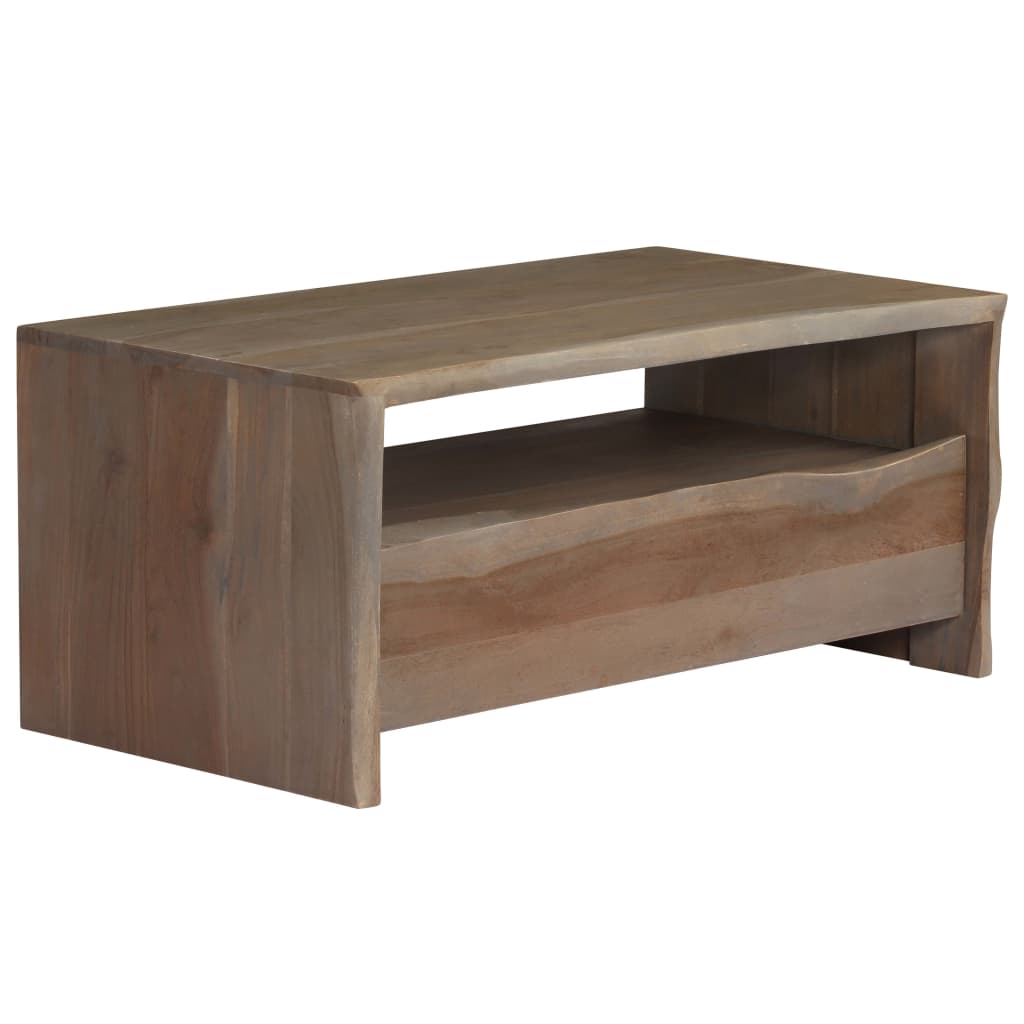 Table basse Acacia massif Bord assorti 90x50x40 cm Gris - Tables basses