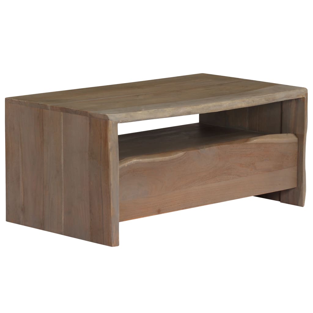 Table basse Acacia massif Bord assorti 90x50x40 cm Gris - Tables basses