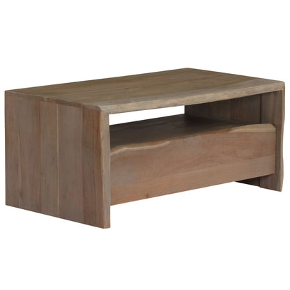 Table basse Acacia massif Bord assorti 90x50x40 cm Gris - Tables basses
