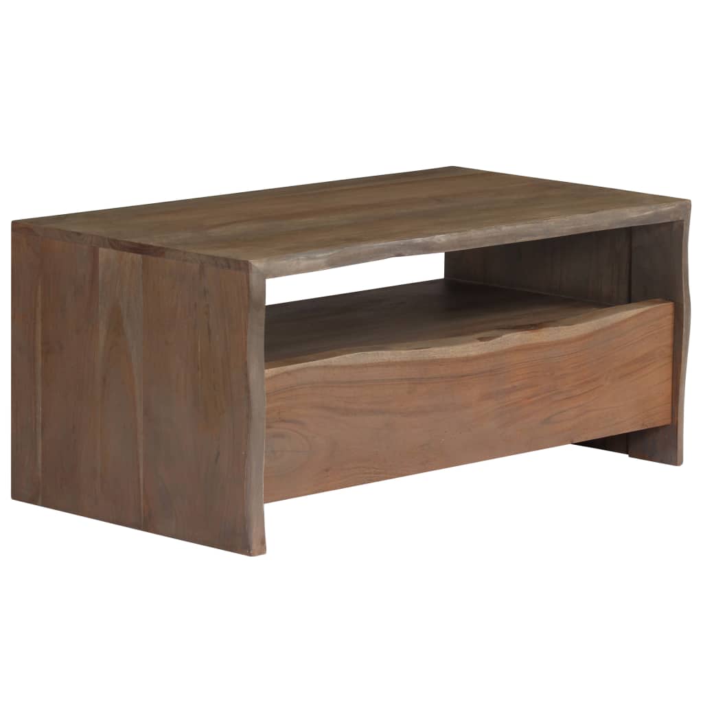 Table basse Acacia massif Bord assorti 90x50x40 cm Gris - Tables basses