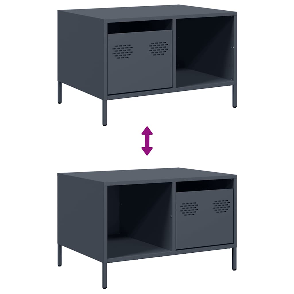 Table basse anthracite 68,5x50x43,5 cm acier laminé à froid - Tables basses