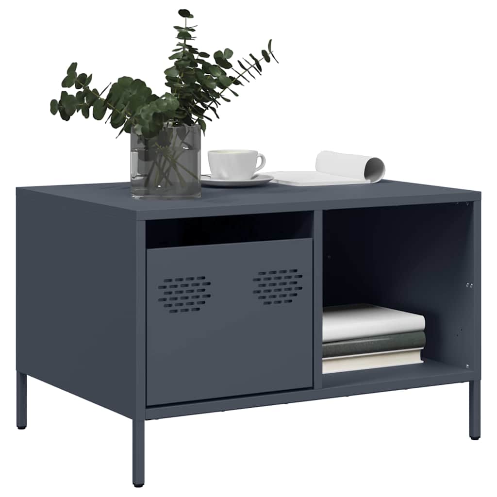 Table basse anthracite 68,5x50x43,5 cm acier laminé à froid - Tables basses