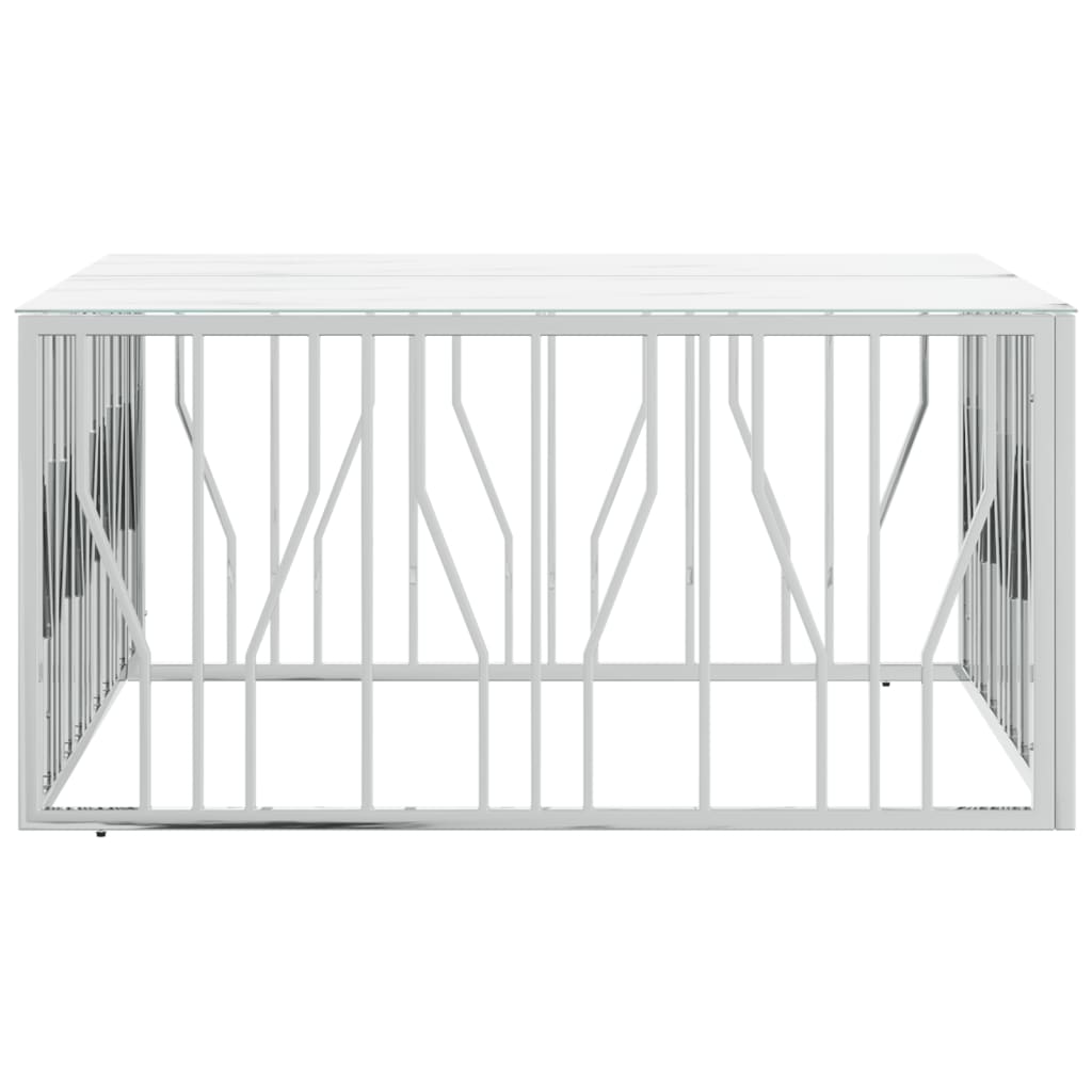 Table basse argenté 100x100x50 cm acier inoxydable et verre - Tables basses