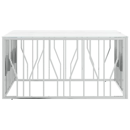 Table basse argenté 100x100x50 cm acier inoxydable et verre - Tables basses