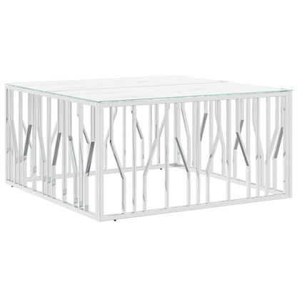 Table basse argenté 100x100x50 cm acier inoxydable et verre - Tables basses