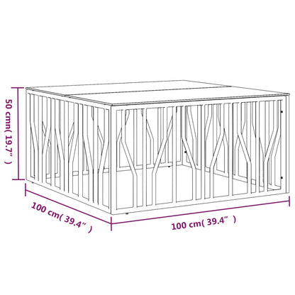 Table basse argenté 100x100x50 cm acier inoxydable et verre - Tables basses