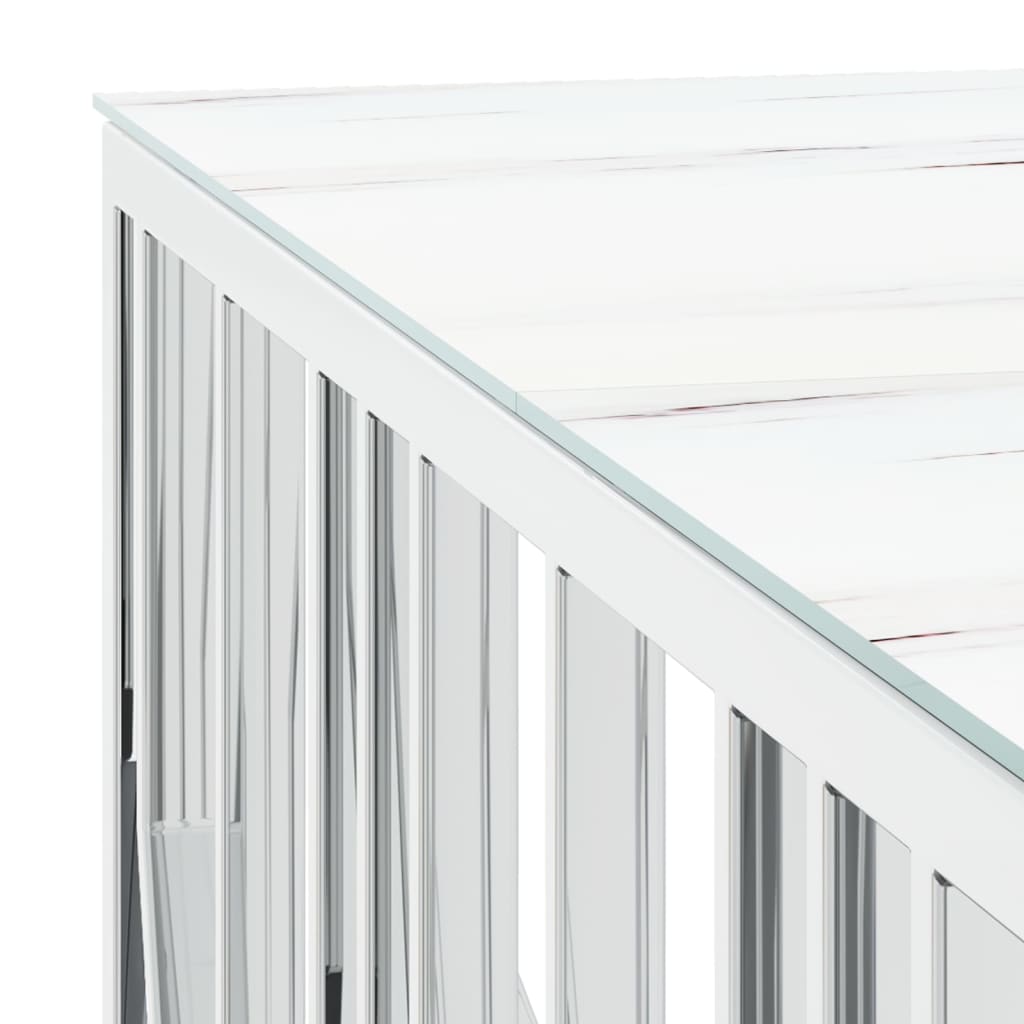 Table basse argenté 100x100x50 cm acier inoxydable et verre - Tables basses