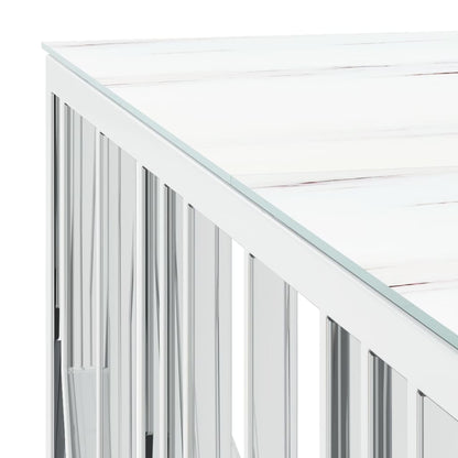 Table basse argenté 100x100x50 cm acier inoxydable et verre - Tables basses