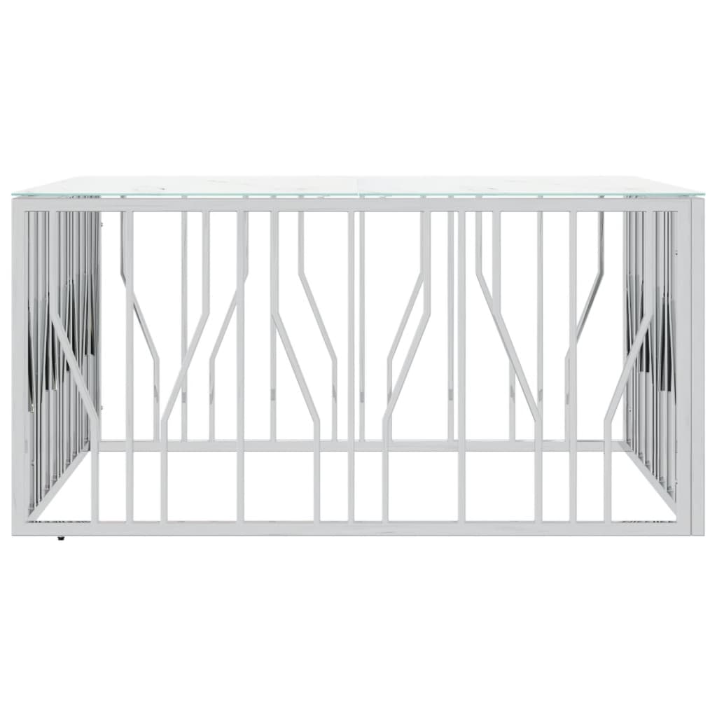 Table basse argenté 100x100x50 cm acier inoxydable et verre - Tables basses