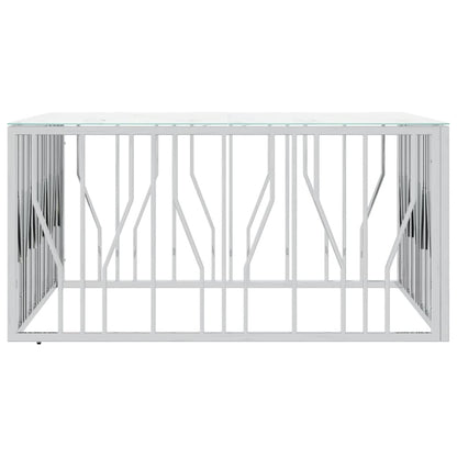 Table basse argenté 100x100x50 cm acier inoxydable et verre - Tables basses